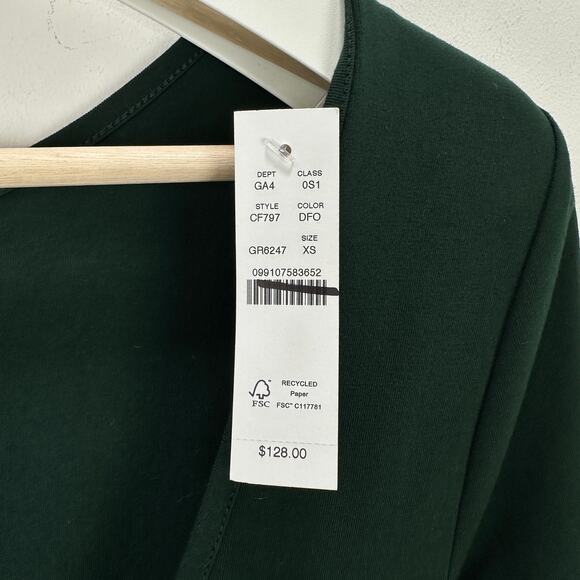 J.Crew Pleated Ballet Maxi Dress Stretch Cotton Blend Green Long Sleeve XS NWT - Picture 5 of 14